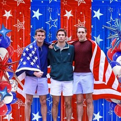 4th of July Backdrop Decorations, 2 Pack Star Print Red Blue Streamers Tinsel…