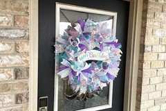 Happy Birthday Banner Party Front Door Deco Mesh Wreath Festive Sparkly Cheerful
