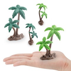 Delicate Green Plastic Coconut Palm Tree Models for DIY Landscapes Set of Two