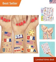 All Ages Friendly: 70 Red, White, and Blue Temporary Tattoos for Celebrations