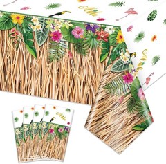 4 Pack Luau Grass Tablecloths Hawaii Luau Table Skirt Party Decorations