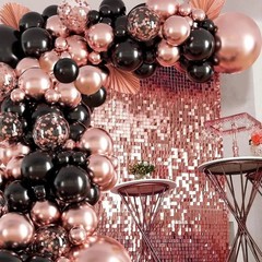 Rose Gold Shimmer Wall Backdrop 15 pcs Sequin wall panels for Party Backdrop