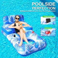 Pool Floats For Adults Tanning Inflatable Lounger With Cup Holder Beach Floatie