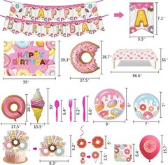 Donut Sweets Birthday Party Supplies, Donut Style Party Decorations Include H…