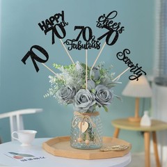 15 PCS 70th Birthday Centerpieces Sticks Black Table Toppers Party Decor