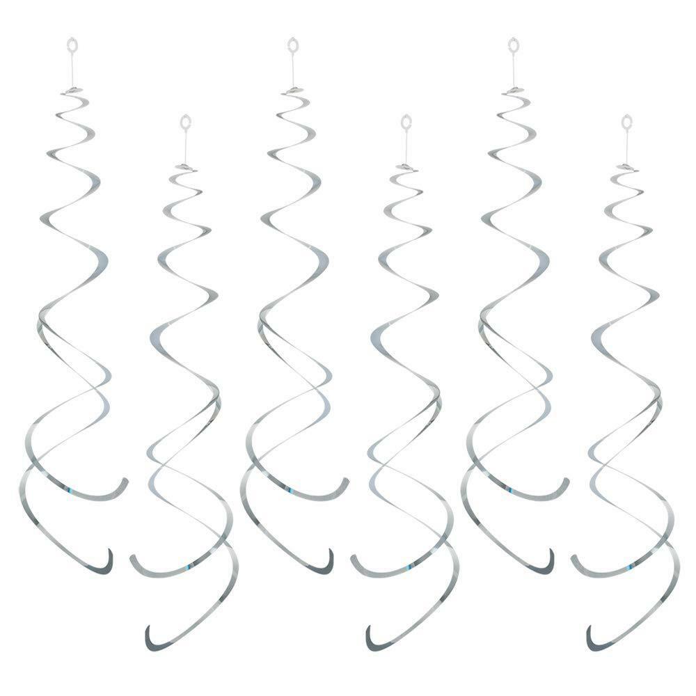 Silver Spiral Hanging Swirl Decorations 12pcs Foil Party Ceiling Whirls 68cm