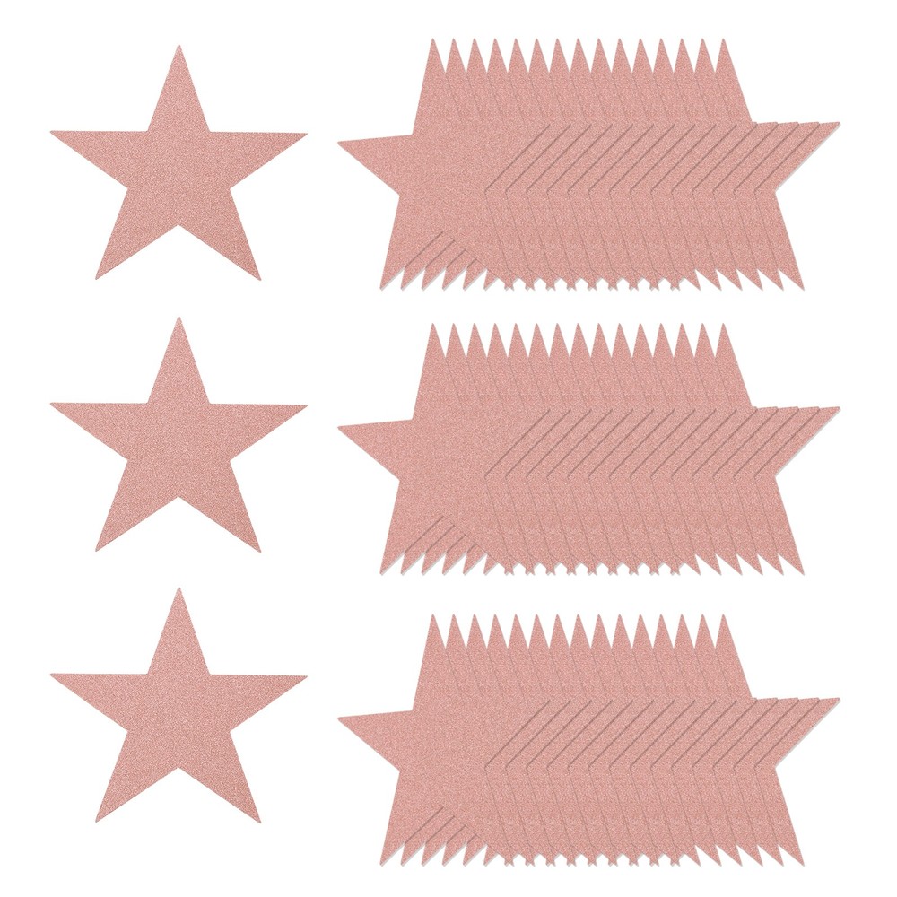 50 Pcs 6 Inch Double Printed Glitter Star Cutouts, Rose Gold