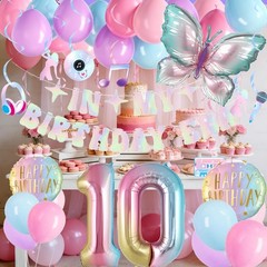Pastel 10th Birthday Decorations for Girls, 10 Year Old Girl Party Decoration…