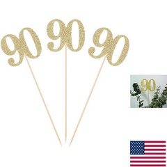 Chic Gold Glitter 90th Birthday Table Decorations – Set of 10 Centerpiece Sticks