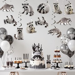 Raccoon Hanging Swirls Ceiling Streamers Birthday Baby Shower Party 24 PCS