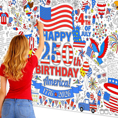 250Th Anniversary American Coloring Tablecloth 4Th of July Party Favors, America
