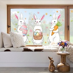 Farmhouse Easter Decorations Window Clings: Extra Large Bunny White