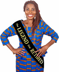 The Legend Has Retired Sash – Black & Gold Foil Retirement Party Sash with Pin