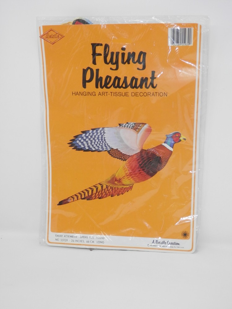 Beistle Flying Pheasant Hanging Decoration Honeycomb Tissue 26″ Vintage 1979 NOS