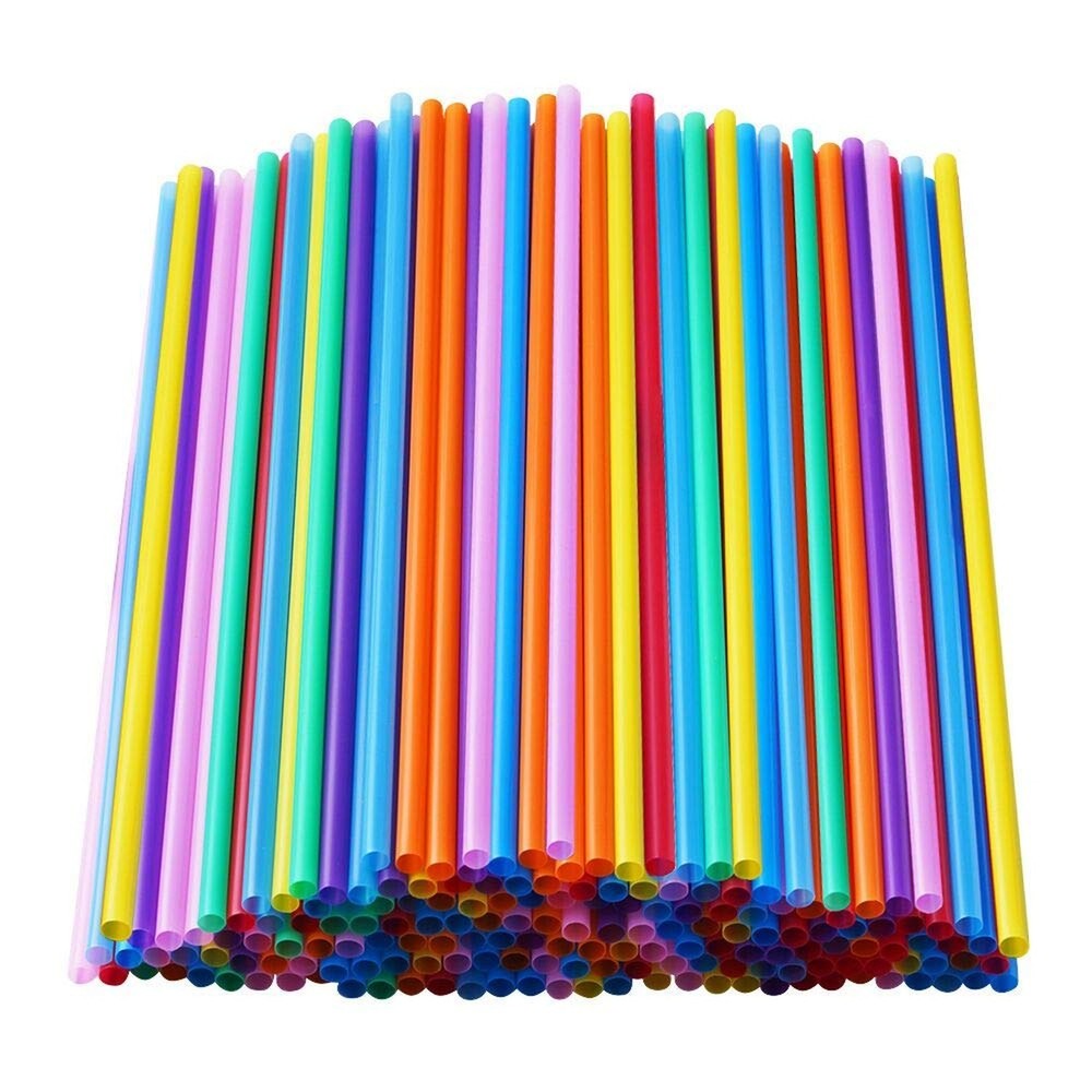 200 Pcs Colorful Plastic Long Disposable Drinking Straws. (0.23»diameter and…