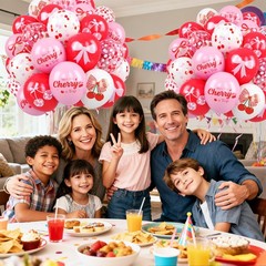 Cherry Balloons,Red Pink Balloons Bow Print Helium Balloon for Bridal Shower …