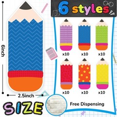 60 Pack Colorful Pencils Paper Cutouts Name Tags Back To School Classroom Decor