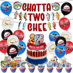 Chatta Two Chee 2nd Birthday Decorations Set; Fishing Cowboy Party Kit