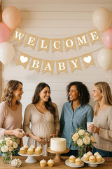 Welcome Baby Banner – Rustic Baby Shower Decorations, Gender Neutral Baby Shower