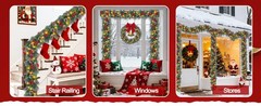 Timer 8 Mode – 9Ft by 10 Inch Prelit Christmas Garland with 50 Warm Lights,Thick
