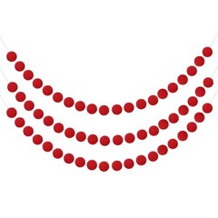 3pcs Pom Pom Garland 6.6 ft 20 Balls for Crafts Decor(Red)