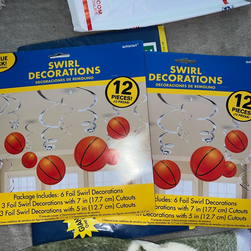 Basketball Fun Party Swirl Decorations – 2 Sets