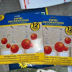 Basketball Fun Party Swirl Decorations – 2 Sets