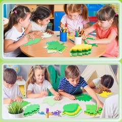 360 PCS 4 Green Spring Leaf Paper Cutouts, Maple, Oak, Birch, Bulletin Board