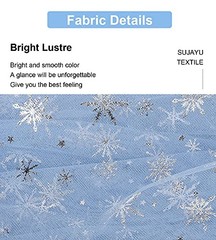 Sheer Fabric, Snowflake Silver Foil Organza Fabric, Snowflake 59″ x 118″ Blue