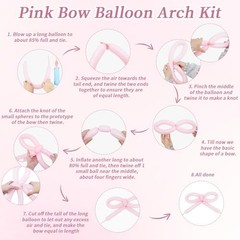 Pink Bow Birthday Decorations Set – 227 Pcs Coquette Party Supplies, Backdrop, C