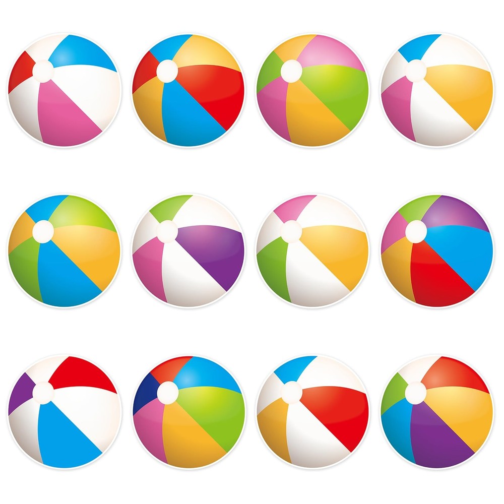 48Pcs Beach Ball Cutouts Summer Bulletin Board Decorations Colorful Beach Bal…