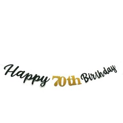 Glitter Happy 70th Birthday Banner Double Sized Glitter Paper 70 Birthday Sig…