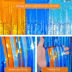 Blue Dog Birthday Party Supplies, 2 Packs 3.3X6.6 Ft Foil Fringe Curtains, Orang