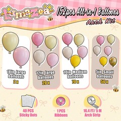 152pcs Pink Yellow Balloon Arch, Pastel Pink Baby Pink Macaron Yellow Ivory W…