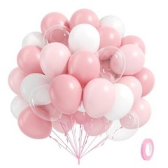 60pcs Light Pink Balloons with Clear Pastel Pink and White Pearl Pink White