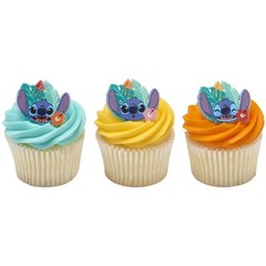 Lilo & Stitch Cupcake Rings 24 Pack Food Safe Cake Toppers for Parties