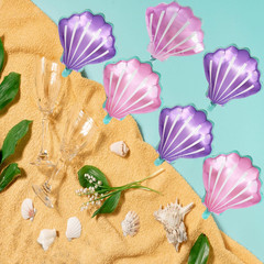 Sea Shells Balloons Multi-Color Sea Shells Foil Mylar Balloon for Birthday Ocean