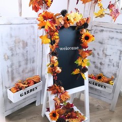 2 Pack Fall Maple Leaf Garland – 6ft/Piece Artificial Berries Sunflower Pumpkin
