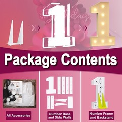 1 PCS 3FT Foam Board Number 1 Light Up Marquee Number Birthday Party Decor