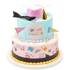 Pink Plastic Graduation Cap Cake Topper Large Paper Diploma Party Decor