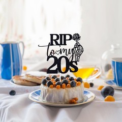 Black Glitter Rip To My 20s Cake Topper 30th Birthday Party Decor Supplies