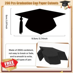 MixTeach 200 Grad Caps Cutouts 3.74″ Graduation Party Shapes