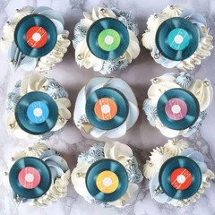 40PCS Edible Record Cupcake Toppers Record CD Cupcake Music Lover’s Birthday …