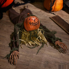 35″ Animated Light-Up Crawling Pumpkin Head Man with Sound Halloween Decoration