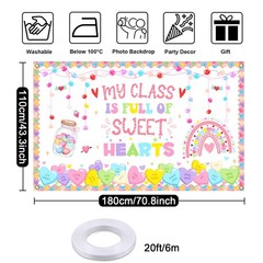 My Class is Full of Sweethearts Backdrop Banner Valentine’s Day Decorations for