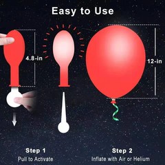 LED Balloons Flashing, 200 Pack, 8 Colors Light Up Balloons, Lasts 12-24 Hours..