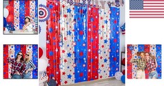 Memorial Day & Independence Day Decor: 3-Pack Tinsel Fringe Curtains 3.3×6.6 ft