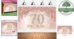 Exquisite Rose Gold 70th Birthday Banner, Elegant Photo Background for Parties