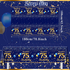 75th Birthday Decorations for Men – 3pcs Navy Blue and Gold Table Covers, Rectan