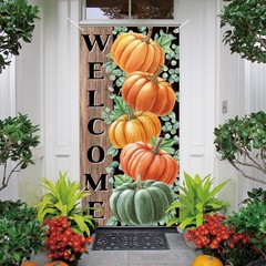 Fall Decorations Pumpkin Door Cover Banner Autumn Thanksgiving Gift 36″x72″
